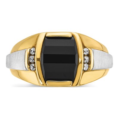 Men's 14K Two-Tone Gold Onyx Diamond Ring Mounting – view 6