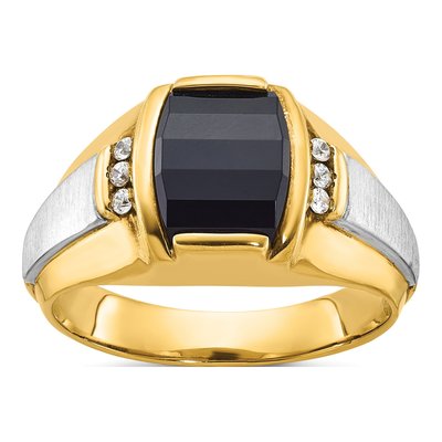 Men's 14K Two-Tone Gold Onyx Diamond Ring Mounting