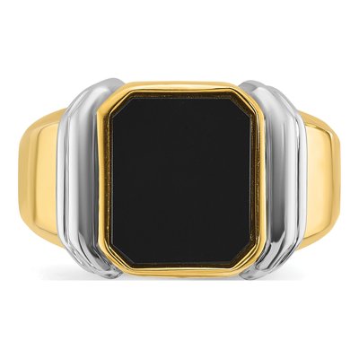 Men's 10K Two-Tone Gold Onyx Octagon Ring Mounting – view 6