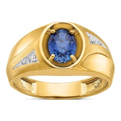 Men's 14K Yellow Gold Sapphire Diamond Ring Mounting