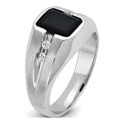 Men's 14K White Gold 1/8 ct tw Onyx & Diamond Ring – view 8