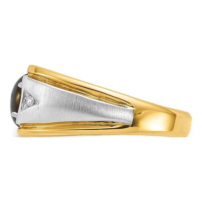 Men's 10K Two-Tone Gold Black Star Sapphire Ring Mounting – view 5