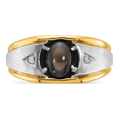 Men's 10K Two-Tone Gold Black Star Sapphire Ring Mounting – view 6
