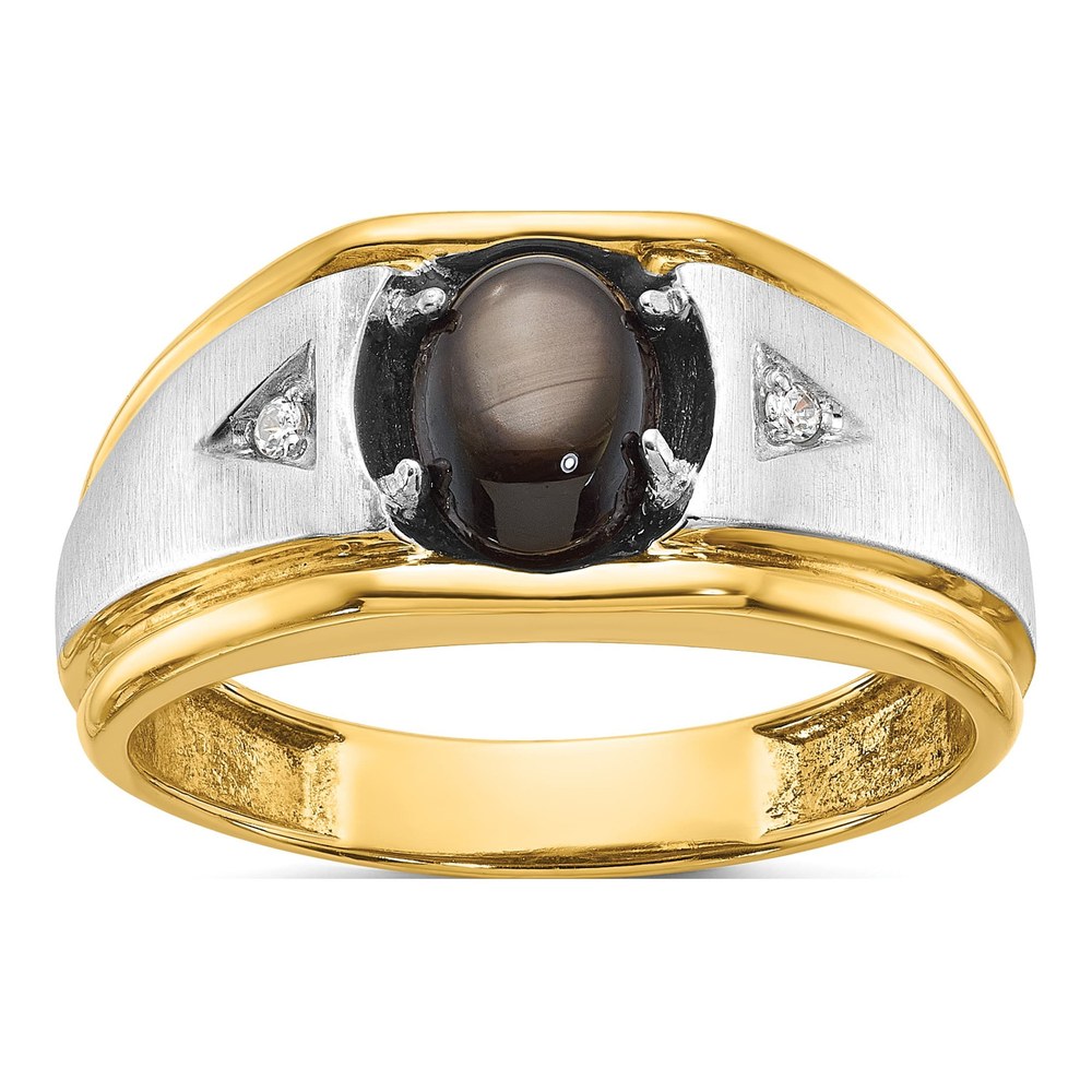 Men's 10K Two-Tone Gold Black Star Sapphire Ring Mounting