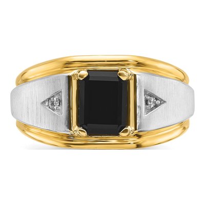Men's 10K Two-Tone Gold Onyx Diamond Ring Mounting – view 6