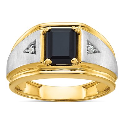Men's 10K Two-Tone Gold Onyx Diamond Ring Mounting