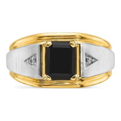 Men's 14K Two-Tone Gold Onyx Diamond Ring Mounting – view 6