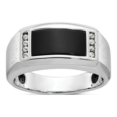 Men's 14K White Gold Onyx Diamond Ring Mounting