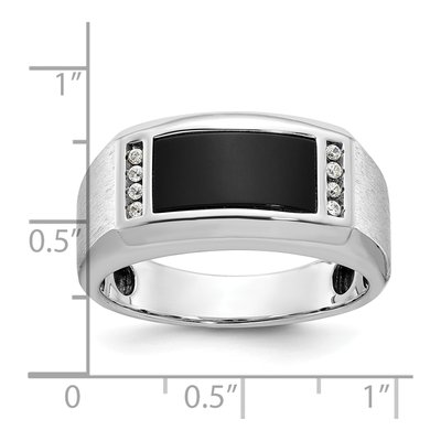 Men's 14K White Gold 1/15 ct tw Onyx & Diamond Rectangle Ring – view 3