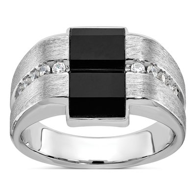 Men's 14K White Gold Onyx Diamond Ring Mounting