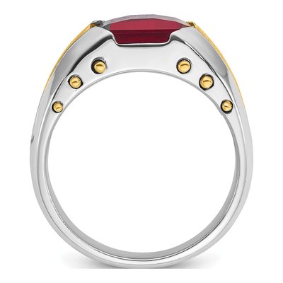 Men's 14K Two-Tone Gold Garnet Barrel Ring Mounting – view 2