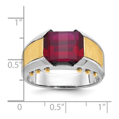 Men's 14K Two-Tone Gold Garnet Barrel Ring Mounting – view 3