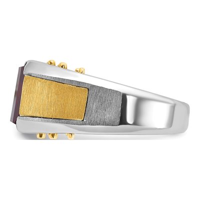 Men's 14K Two-Tone Gold Garnet Barrel Ring Mounting – view 5