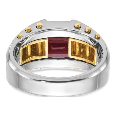 Men's 14K Two-Tone Gold Garnet Barrel Ring Mounting – view 7