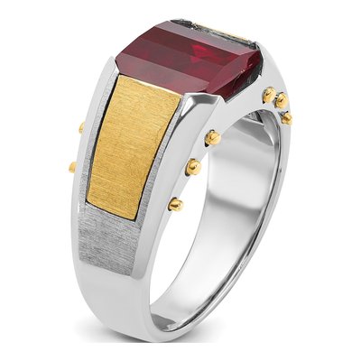 Men's 14K Two-Tone Gold Garnet Barrel Ring Mounting – view 8