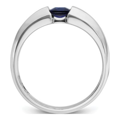 Men's 14K White Gold 1/5 ct tw Lab-Created Sapphire & Diamond Square Ring – view 2