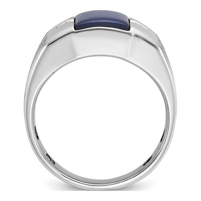 Men's 14K White Gold Blue Star Sapphire Diamond Ring Mounting – view 2