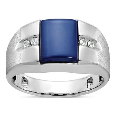 Men's 14K White Gold Blue Star Sapphire Diamond Ring Mounting
