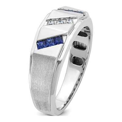 Men's 14K White Gold Sapphire Diamond Ring Mounting – view 7