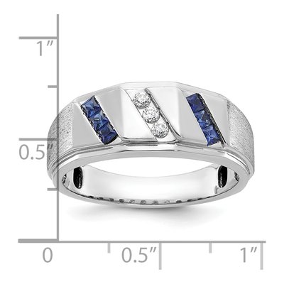 Men's 14K White Gold 1/10 ct tw Lab-Created Sapphire & Diamond Ring – view 2