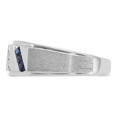 Men's 14K White Gold 1/10 ct tw Lab-Created Sapphire & Diamond Ring – view 4