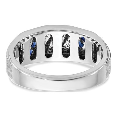 Men's 14K White Gold 1/10 ct tw Lab-Created Sapphire & Diamond Ring – view 6