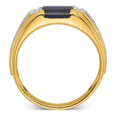 Men's 10K Two-Tone Gold Holds Barrel-Cut Diamonds Ring Mounting – view 2