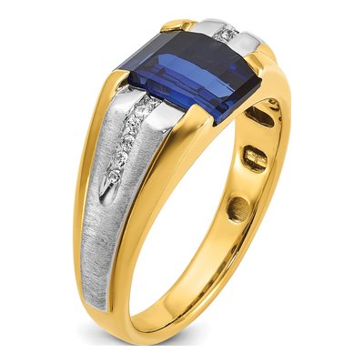 Men's 10K Two-Tone Gold Holds Barrel-Cut Diamonds Ring Mounting – view 8