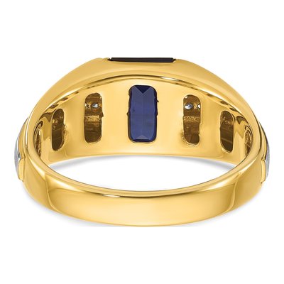 Men's 10K Two-Tone Gold 1/8 ct tw Sapphire Diamond Ring – view 7