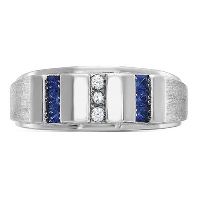 Men's 14K White Gold Sapphire Diamond Ring Mounting – view 6