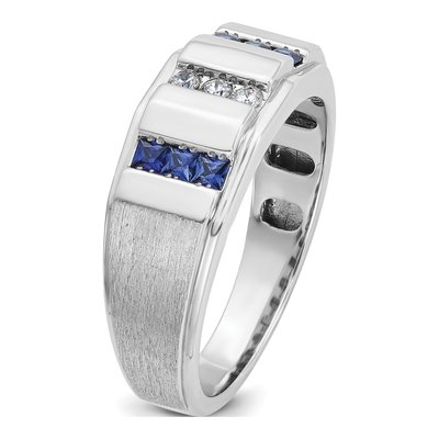 Men's 14K White Gold Sapphire Diamond Ring Mounting – view 8