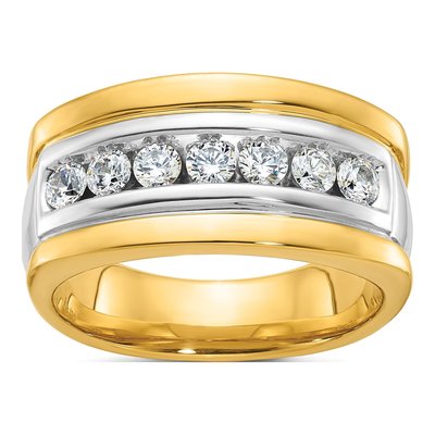 Men's 14K Two-Tone Gold 7-Stone Diamond Ring Mounting
