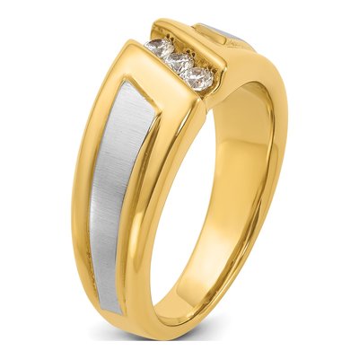 Men's 10K Two-Tone Gold 3-Stone Ring Mounting – view 8
