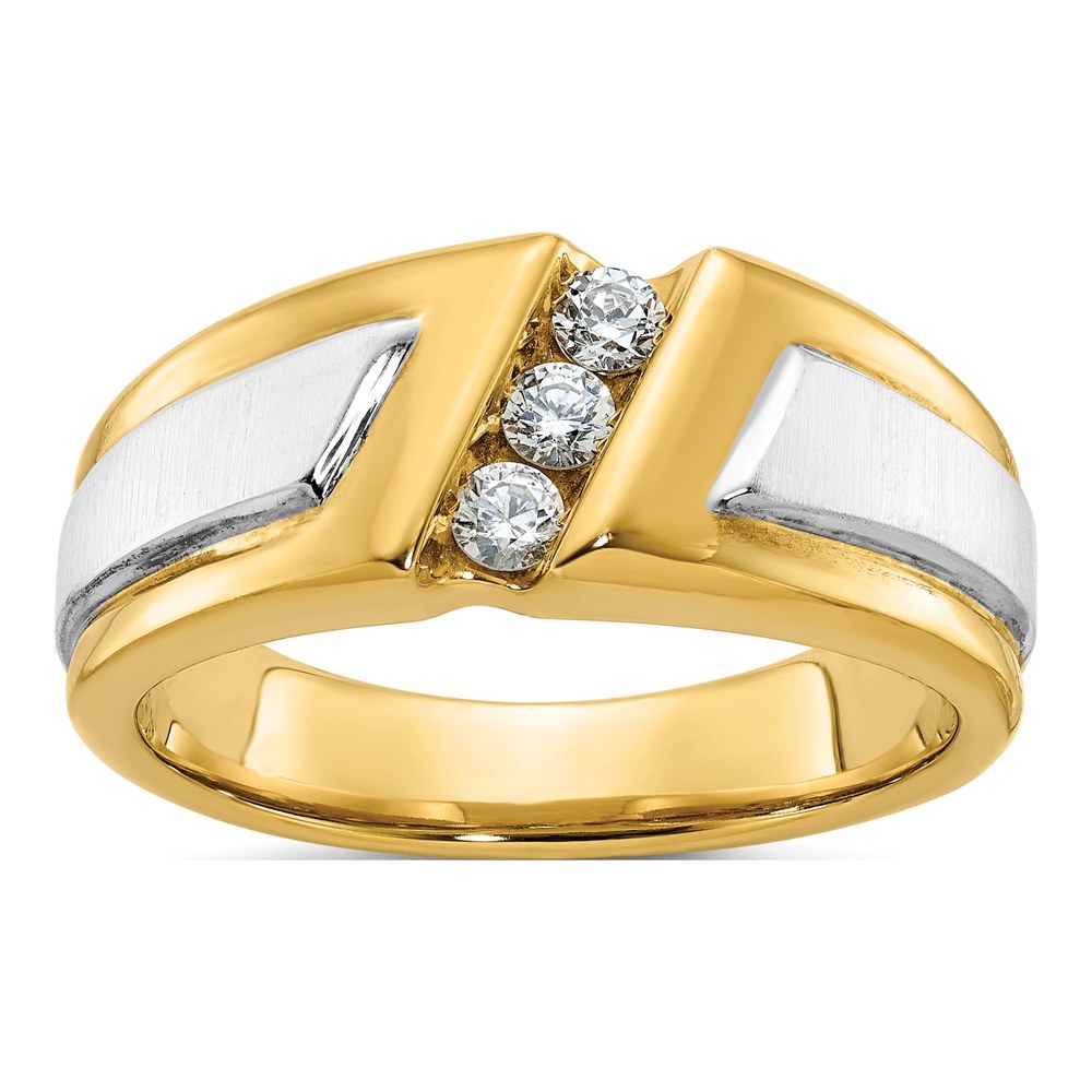 Men's 10K Two-Tone Gold 3-Stone Ring Mounting
