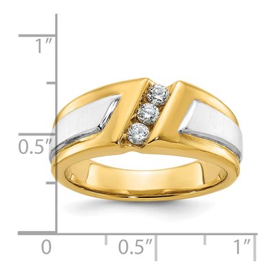 Men's 14K Two-Tone Gold 3-Stone Diamond Ring Mounting – view 3