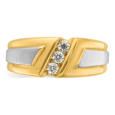 Men's 14K Two-Tone Gold 3-Stone Diamond Ring Mounting – view 6
