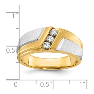Men's 14K Two-Tone Gold 3-Stone Diamond Ring Mounting – view 3