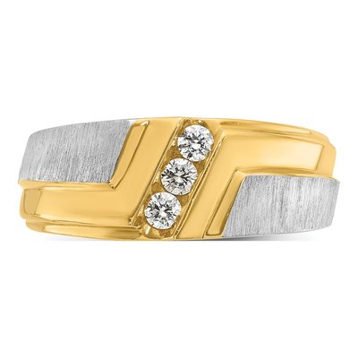 Men's 14K Two-Tone Gold 3-Stone Diamond Ring Mounting – view 6
