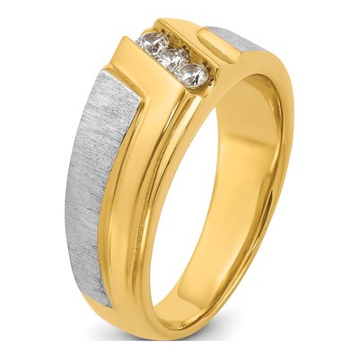 Men's 14K Two-Tone Gold 3-Stone Diamond Ring Mounting – view 8