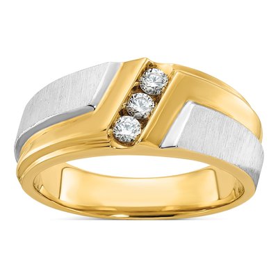 Men's 14K Two-Tone Gold 3-Stone Diamond Ring Mounting
