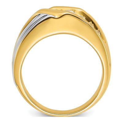 Men's 14K Two-Tone Gold 1 ct tw Lab-Grown Diamond Grooved Ring – view 2