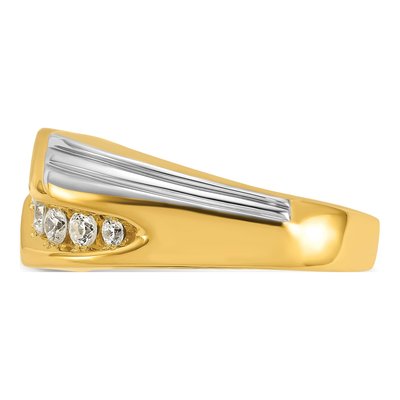 Men's 14K Two-Tone Gold 1 ct tw Lab-Grown Diamond Grooved Ring – view 3