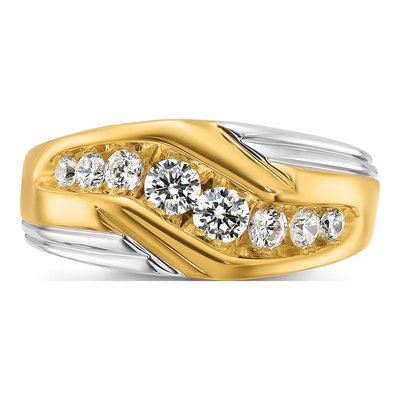 Men's 14K Two-Tone Gold 1 ct tw Lab-Grown Diamond Grooved Ring – view 4