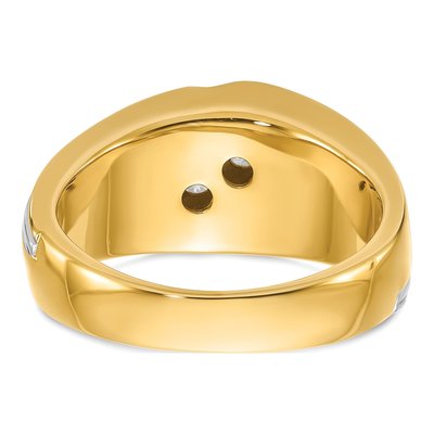 Men's 14K Two-Tone Gold 1 ct tw Lab-Grown Diamond Grooved Ring – view 5