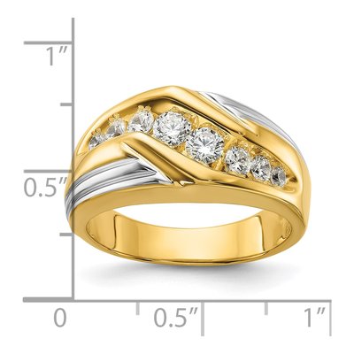 Men's 14K Two-Tone Gold 1 ct tw Lab-Grown Diamond Grooved Ring – view 7