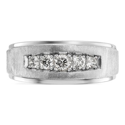 Men's 14K White Gold 5-Stone Diamond Ring Mounting – view 5