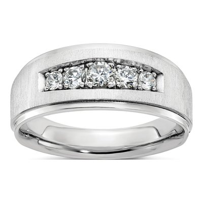 Men's 14K White Gold 5-Stone Diamond Ring Mounting