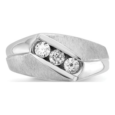 Men's 14K White Gold 3-Stone Diamond Ring Mounting – view 6