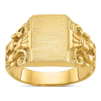 Men's 10K Yellow Gold Rectangle Signet Ring