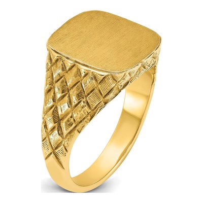 Men's 10K Yellow Gold Cushion Signet Ring – view 8